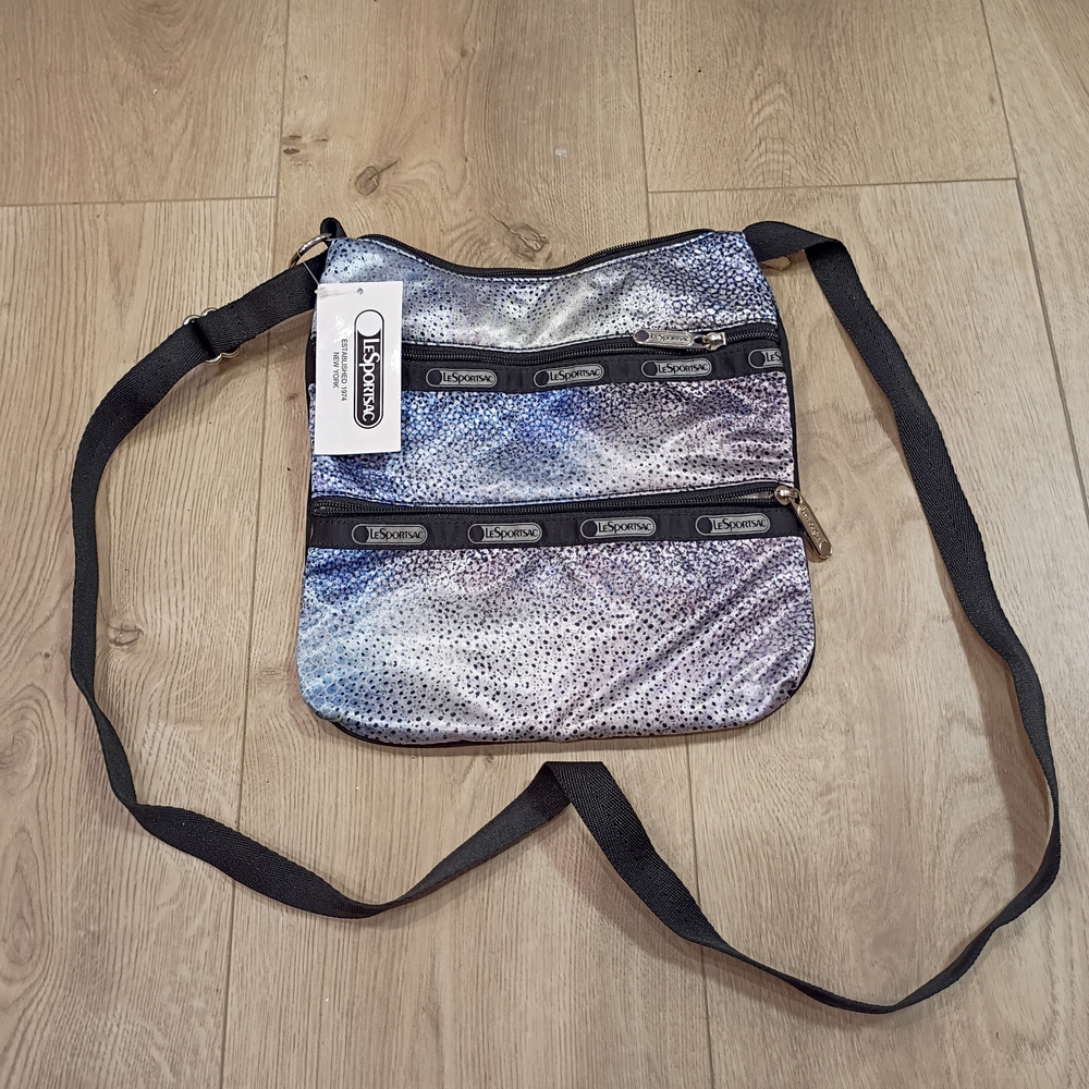 LeSportsac Speckled Blue and Gray Messenger Bag